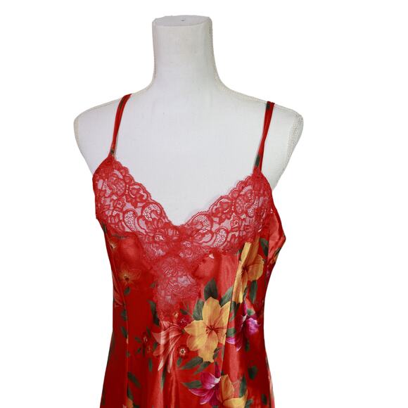 Victoria's‎ Secret Slip large orange floral satin lace nightie vintage 90s - Picture 4 of 7